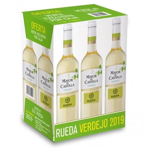 Vino blanco verdejo Mayor de Castilla D.O. Rueda pack de 6 botellas de 75 cl. - 1 ud - Imagen del producto en Findit