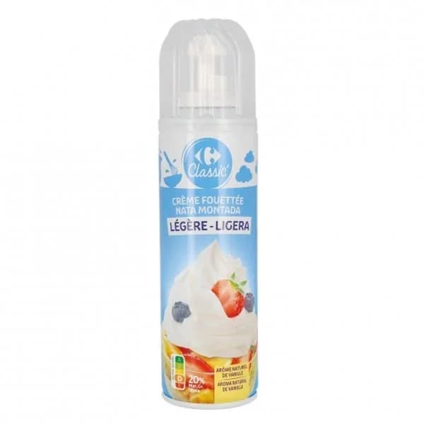 Nata montada azucarada ligera Carrefour spray 250 g. - 0.25 kg - Imagen del producto en Findit