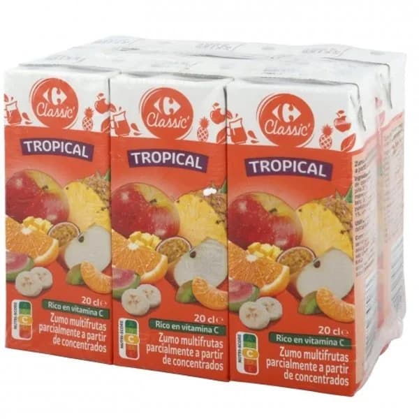 Zumo tropical Carrefour pack de 6 briks de 20 cl. - 1.2 l - Imagen del producto en Findit