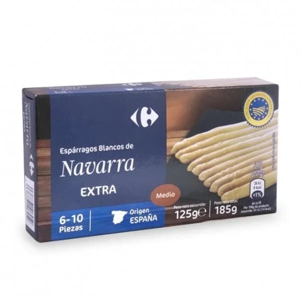 Espárragos blancos de Navarra 6/10 Extra Carrefour 125 g. - 0.13 kg - Imagen del producto en Findit
