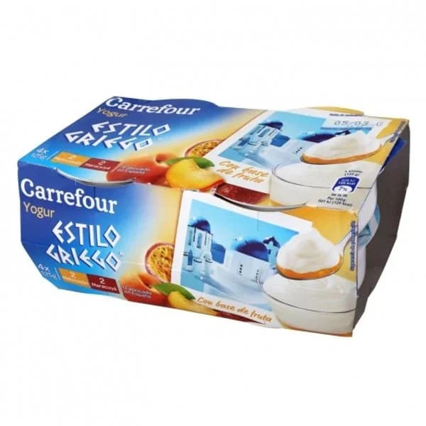 Yogur griego bicapa de maracuyá y de melocotón Carrefour pack de 4 unidades de 125 g. - 0.5 kg - Imagen del producto en Findit