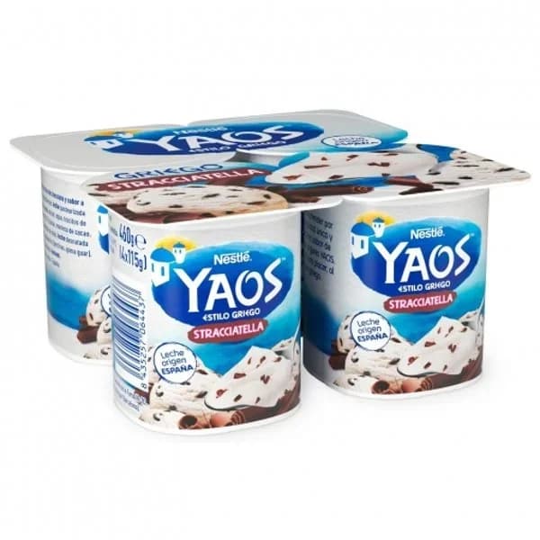Yogur estilo griego con trocitos de chocolate y sabor a vainilla Yaos sin gluten pack de 4 unidades de 115 g. - 0.46 kg - Imagen del producto en Findit