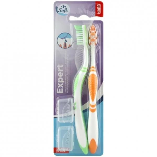 Cepillo de dientes duro cerdas cruzadas Carrefour Soft 2 ud. - 2 ud - Imagen del producto en Findit