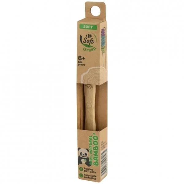 Cepillo de dientes infantil +6 años bamboo suave ecológico Green Carrefour Soft 1 ud. - 1 ud - Imagen del producto en Findit