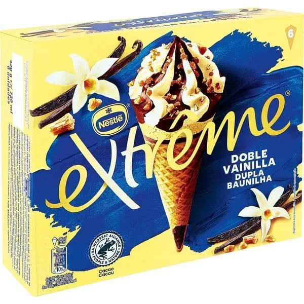 Helado cono extreme doble vainilla 6 unidades - 0.42 l - Imagen del producto en Findit