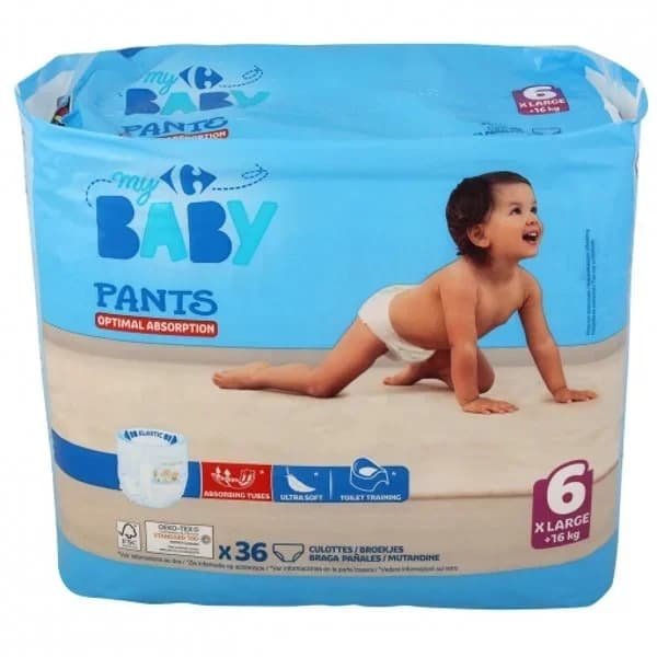 Pants optima adsorption My Carrefour Baby T6 (+16 kg) 36 ud. - 35.61 ud - Imagen del producto en Findit