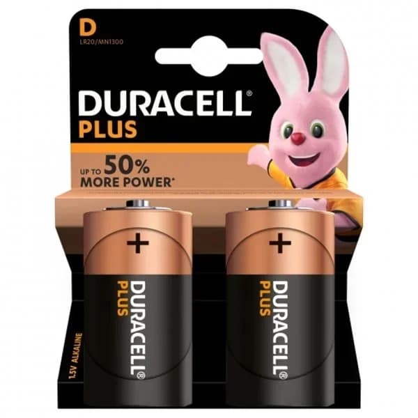 Pilas Alcalinas D Duracell Plus, paquete de 2 - 2 ud - Imagen del producto en Findit