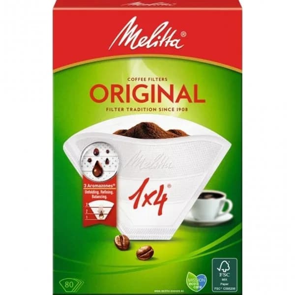Set de 80 Filtros para Cafetera de Papel MELITTA 1x4 - Blanco - 87.8 ud - Imagen del producto en Findit