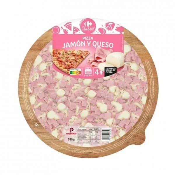 Pizza de jamón y queso Carrefour Classic' 580 g. - 0.58 kg - Imagen del producto en Findit