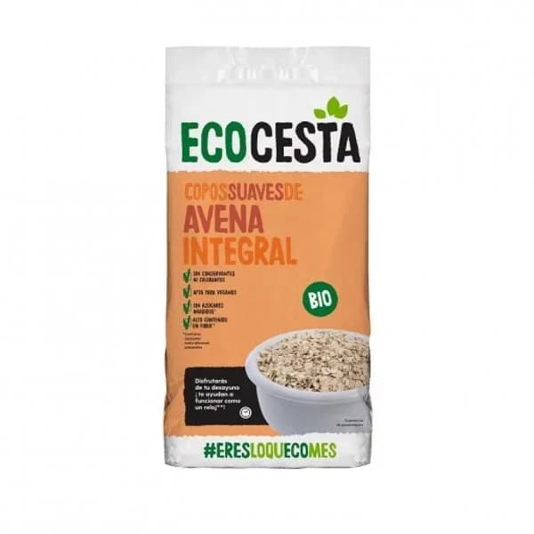 Copos suaves de avena integral ecológicos EcoCesta sin azúcares añadidos 800 g. - 0.8 kg - Imagen del producto en Findit
