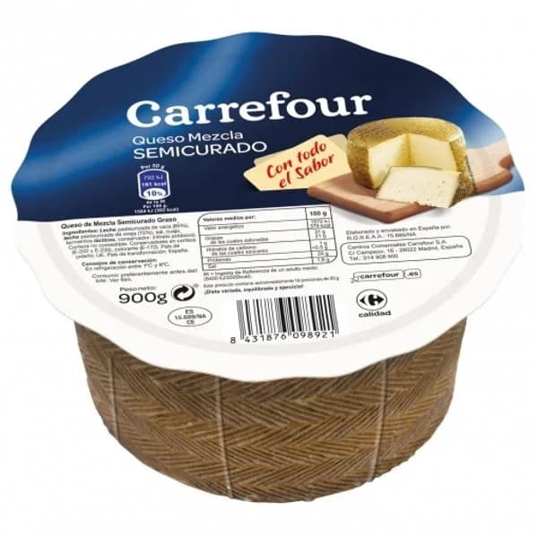 Queso de mezcla semicurado mini Carrefour pieza de 900 g - 0.9 kg - Imagen del producto en Findit