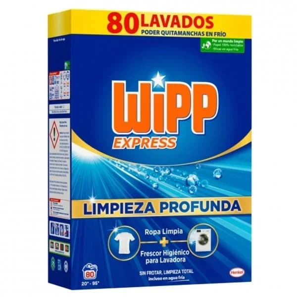 Detergente en polvo limpieza profunda Wipp Express 80 lavados. - 80.56 ud - Imagen del producto en Findit