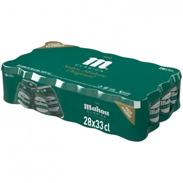 Cerveza Mahou Clásica pack de 28 latas de 33 cl. - 9.25 l - Imagen del producto en Findit