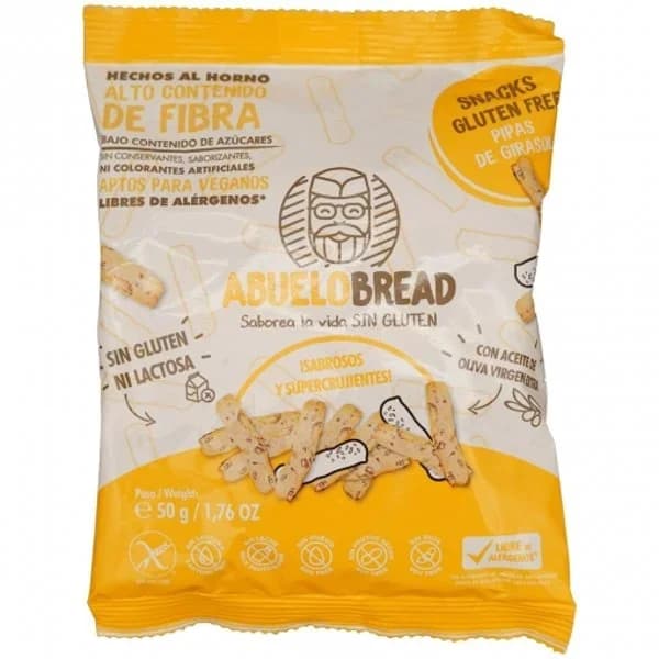 Snacks de pipas de girasol Abuelo Bread sin gluten y sin lactosa 50 g. - 0.07 kg - Imagen del producto en Findit