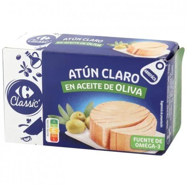 Atún claro en aceite de oliva Classic Carrefour 73 g. - 0.07 kg - Imagen del producto en Findit