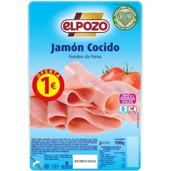 Jamón Cocido Loncha 80G - 0.08 kg - Imagen del producto en Findit