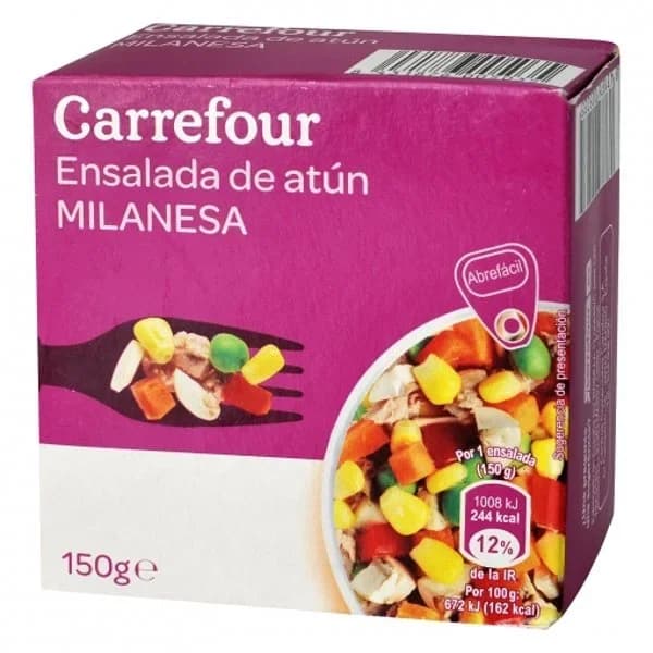 Ensalada milanesa de atún con vegetales Carrefour 157 g. - 0.15 kg - Imagen del producto en Findit