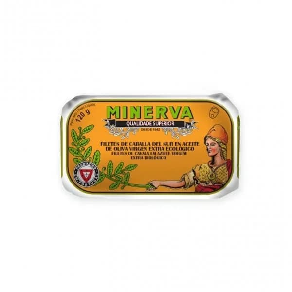 Filetes de caballa en aceite de oliva virgen extra ecológico Minerva 85 g. - 0.09 kg - Imagen del producto en Findit