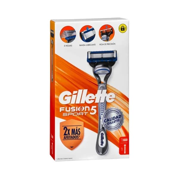 Maquinilla de afeitar recargable Gillette Fusion Sport 5 hojas - 1 ud - Imagen del producto en Findit