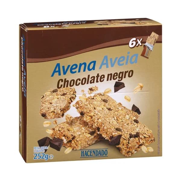 Barritas de avena Hacendado con chocolate negro - 0.25 kg - Imagen del producto en Findit
