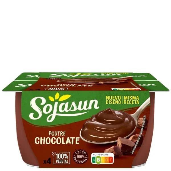 Postre de soja de chocolate SOJASUN, pack 4x100 g - 0.4 kg - Imagen del producto en Findit