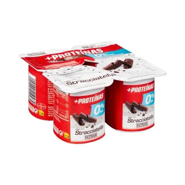 Postre lácteo con stracciatella +Proteínas Hacendado 0% m.g 12 g proteínas - 1 ud - Imagen del producto en Findit