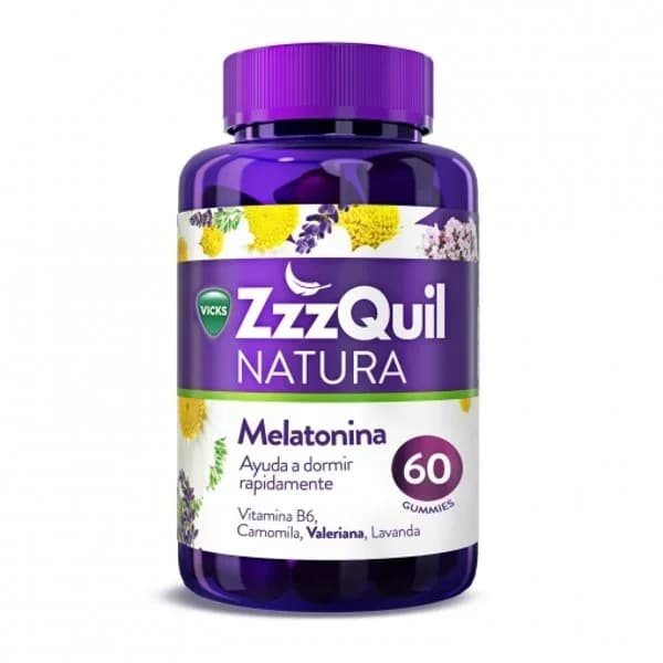 Melatonina en gominolas ZzzQuil Natura Vicks sin gluten sin lactosa 60 ud. - 0.22 kg - Imagen del producto en Findit