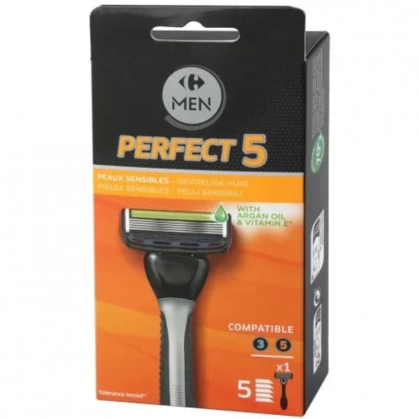 Maquinilla para hombre pieles sensibles 5 hojas Perfect 5 Carrefour Men 1 ud. - 1 ud - Imagen del producto en Findit