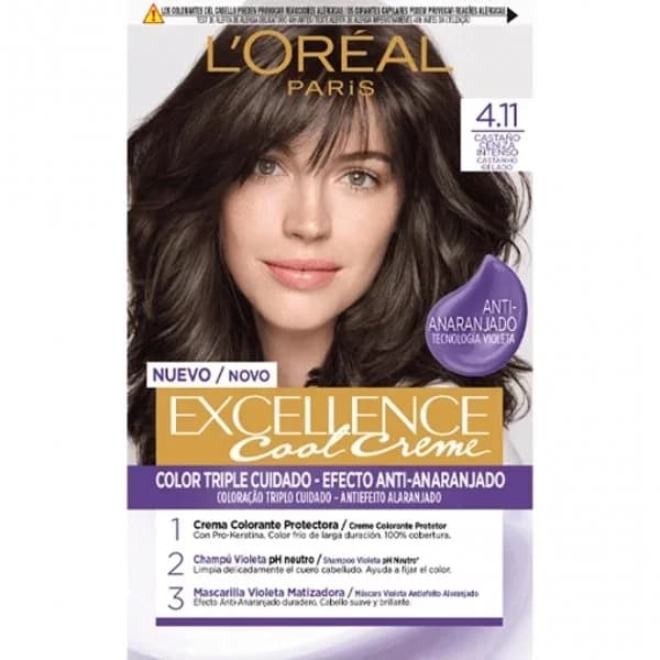 Tinte permanente tono 4.11 castaño ceniza intenso Excellence Cool Creme L'Oréal Paris 1 ud. - 1 ud - Imagen del producto en Findit