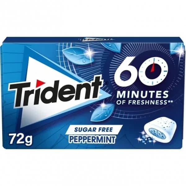 Chicles sabor menta Trident 60 minutos sin azúcar 22 g. - 0.07 kg - Imagen del producto en Findit