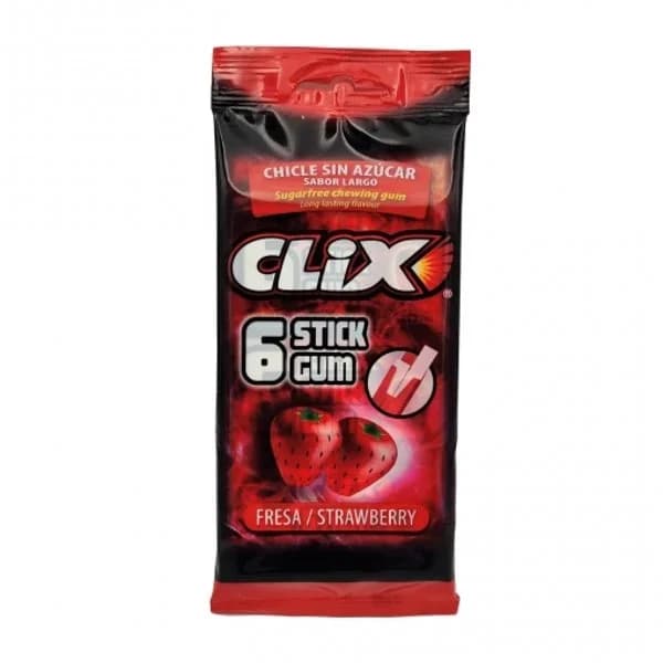 Chicles de fresa sin azúcar Clix sin gluten pack de 3 unidades de 15,6 g. - 0.05 kg - Imagen del producto en Findit