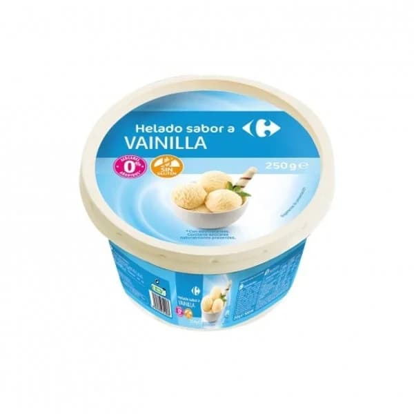 Helado de vainilla sin azúcar añadido Carrefour sin gluten 500 ml. - 0.25 kg - Imagen del producto en Findit