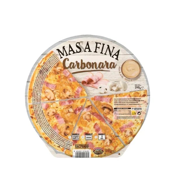 Pizza masa fina carbonara Hacendado ultracongelada - 0.39 kg - Imagen del producto en Findit