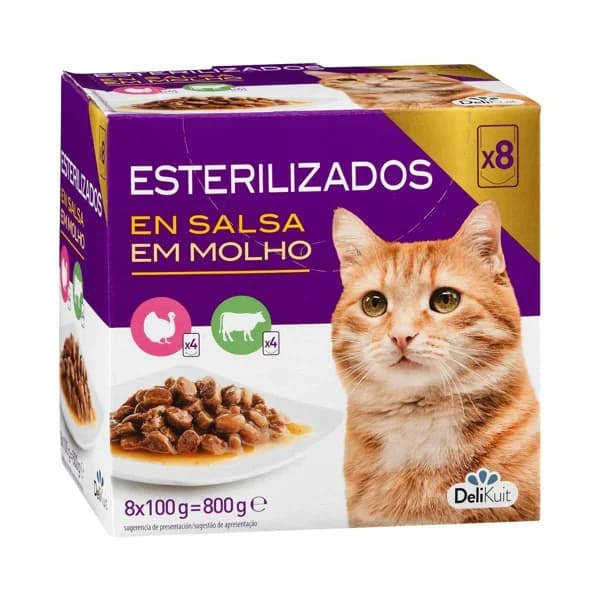 Bocaditos en salsa gato adulto Delikuit esterilizado - 0.8 kg - Imagen del producto en Findit