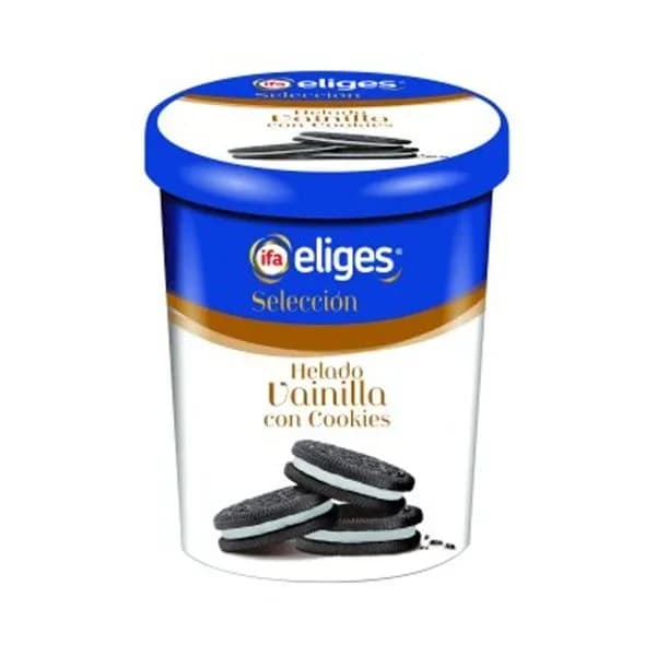 Helado de vainilla con cookies tarrina 500 ml - 0.5 l - Imagen del producto en Findit