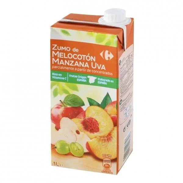 Zumo de melocotón, manzana y uva Carrefour brik 1 l. - 1 l - Imagen del producto en Findit