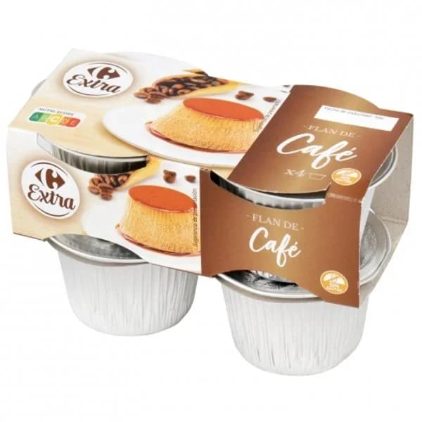 Flan de café Carrefour Extra sin gluten pack de 4 unidades de 100 g. - 0.4 kg - Imagen del producto en Findit