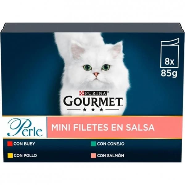 Comida húmeda surtido delicias en salsa para gato adulto Purina Gourmet Perle 8x85 g. - 0.68 kg - Imagen del producto en Findit