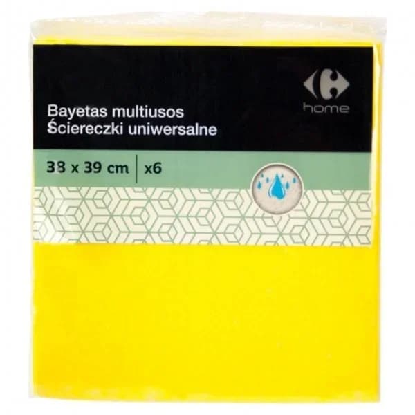 6 Bayetas Multiusos  Carrefour   - Amarilla - 6 ud - Imagen del producto en Findit
