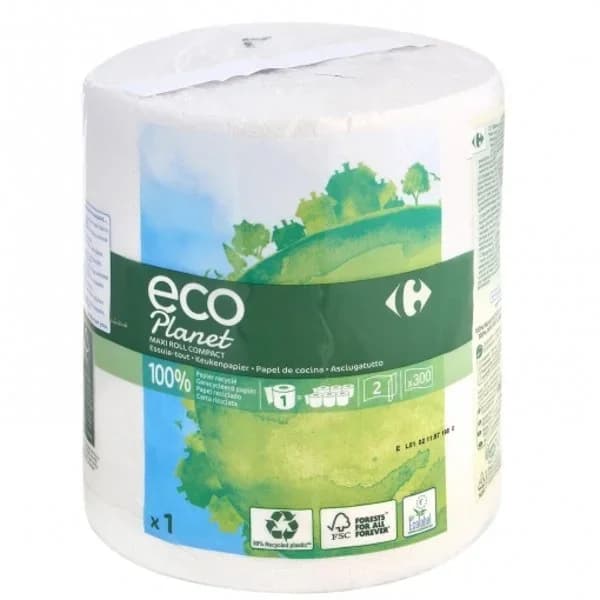 Papel de cocina 2 capas maxi ecológico Carrefour Eco Planet 1 rollo. - 1 ud - Imagen del producto en Findit