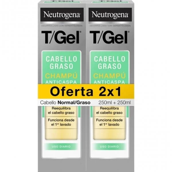 Champú anticaspa cabello normal graso T/Gel Neutrogena pack de 2 unidades de 250 ml. - 0.5 l - Imagen del producto en Findit