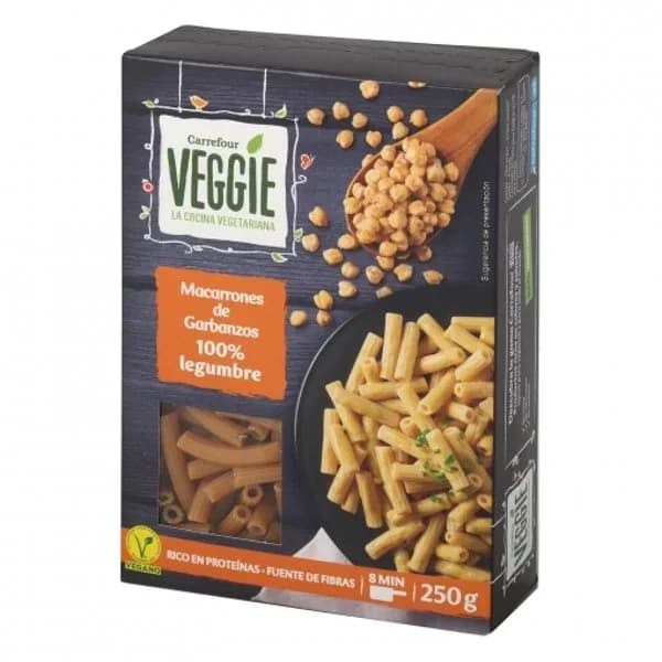 Macarrones de garbanzos Carrefour Veggie 250 g. - 1 ud - Imagen del producto en Findit