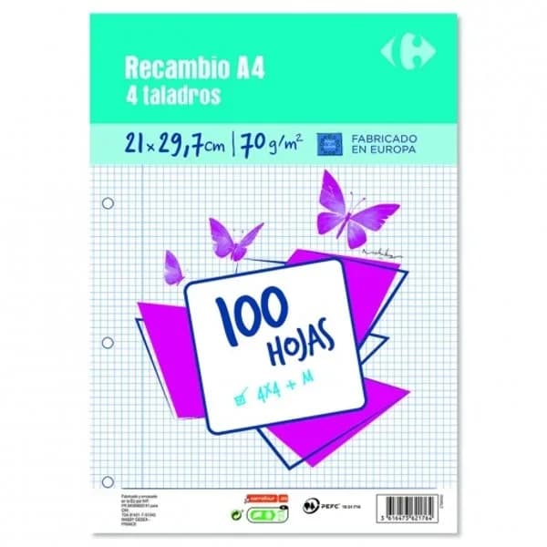 Recambio 100 Hojas 210x297 mm 4x4+M 7 gr - 1 ud - Imagen del producto en Findit