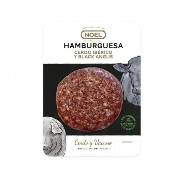 Hamburguesa de Vacuno Black Angus y Cerdo Ibérico Noel 180 g - 0.18 kg - Imagen del producto en Findit