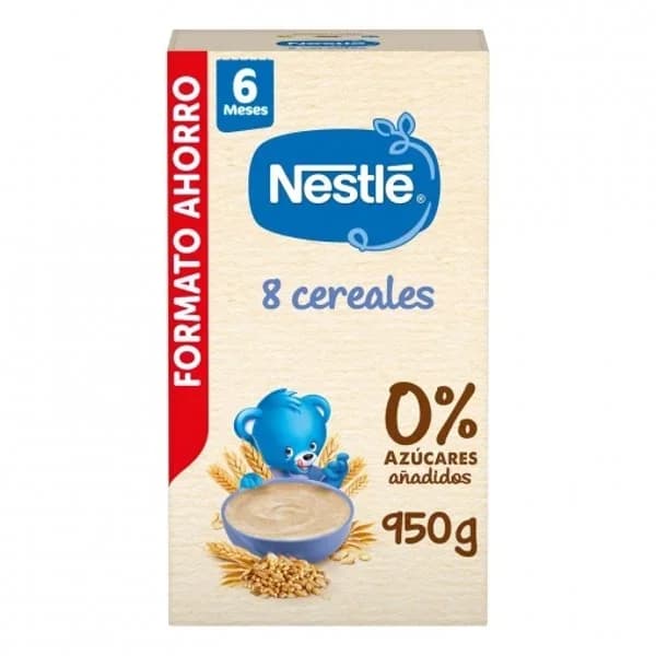 Papilla infantil desde 6 meses 8 cereales Nestlé sin azúcar añadido 950 g. - 0.95 kg - Imagen del producto en Findit