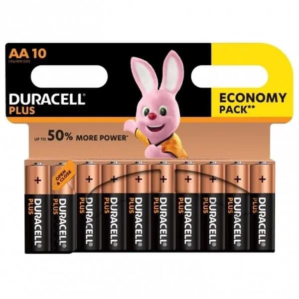 Pilas Alcalinas AA Duracell Plus, paquete de 10 - 1 ud - Imagen del producto en Findit