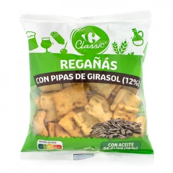 Regañás con pipas de girasol Classic Carrefour 80 g. - 0.08 kg - Imagen del producto en Findit