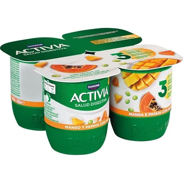 Activia Soja Mango y Papaya P-4 ud. - 0.48 kg - Imagen del producto en Findit