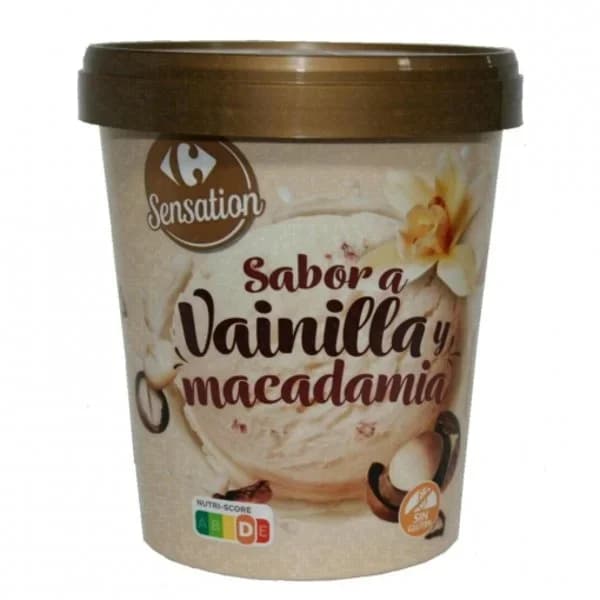 Helado de vainilla con nueces de macadamia Carrefour Sensation sin gluten 300 g. - 0.3 kg - Imagen del producto en Findit