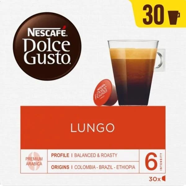 Café lungo premium arábica en cápsulas Nescafé Dolce Gusto 30 ud. - 29.48 ud - Imagen del producto en Findit